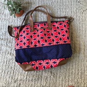 Expandable geometric print tote bag - weekender